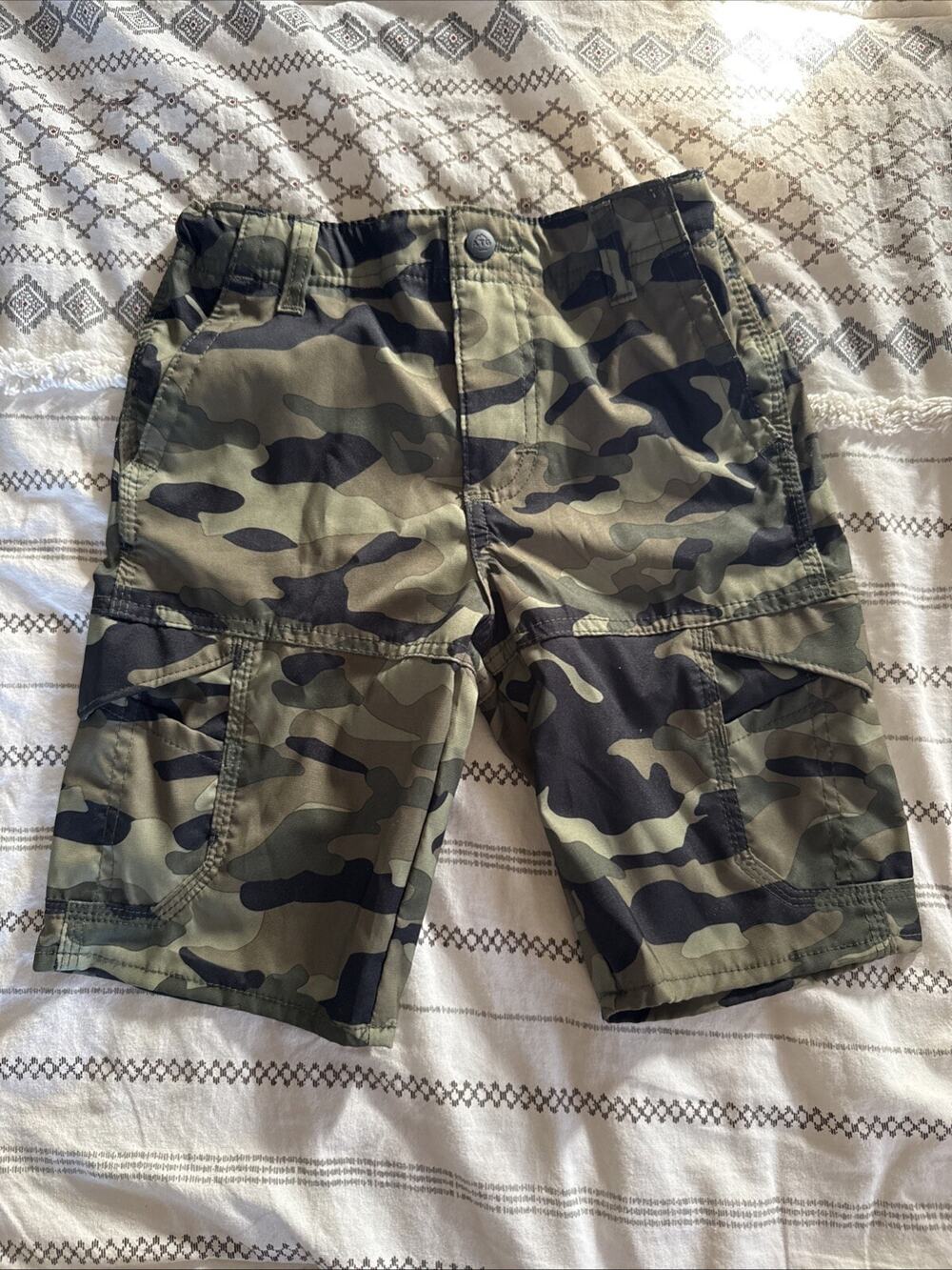 Wrangler x ATG All Terrain Gear Outdoor Cargo Shorts Green Camo Stretch Boy 7R